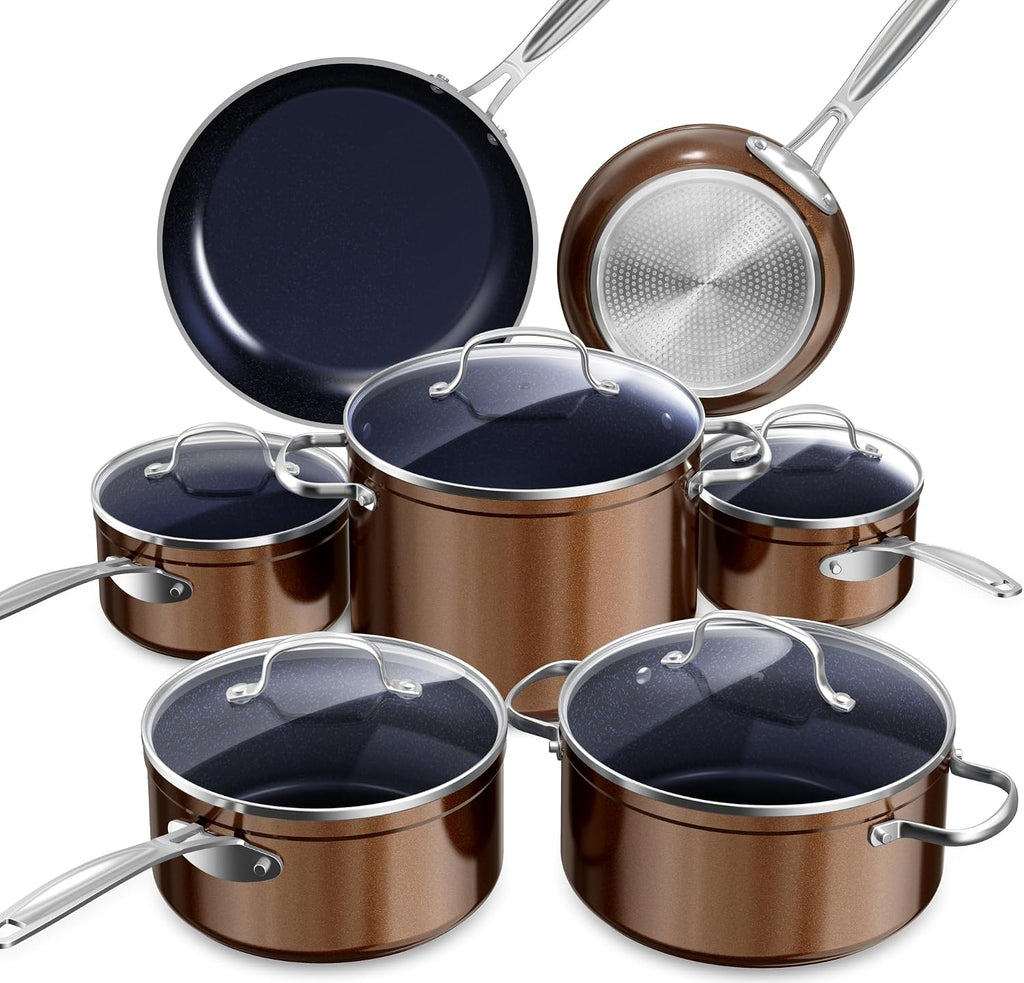Nuwave Healthy Duralon Blue Ceramic Nonstick Cookware Set, PFAS Free