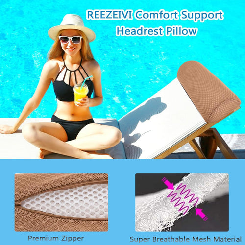 1 Pack Headrest Pillow for Patio Chaise Lounge,Recliner,Beach Chair,Brown