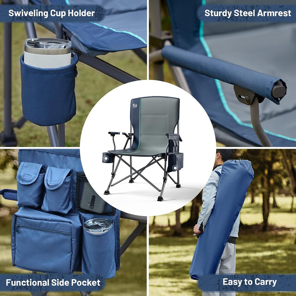 TIMBER RIDGE Oversized Folding Camping Chair High Back 500lbs