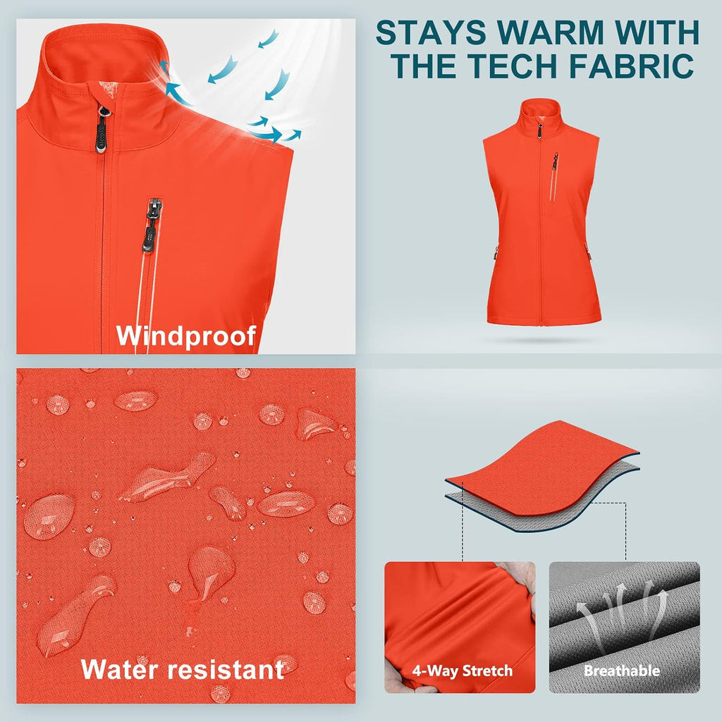 33,000ft Women's Lightweight Running Vest with 6 Pockets for Travel Golf