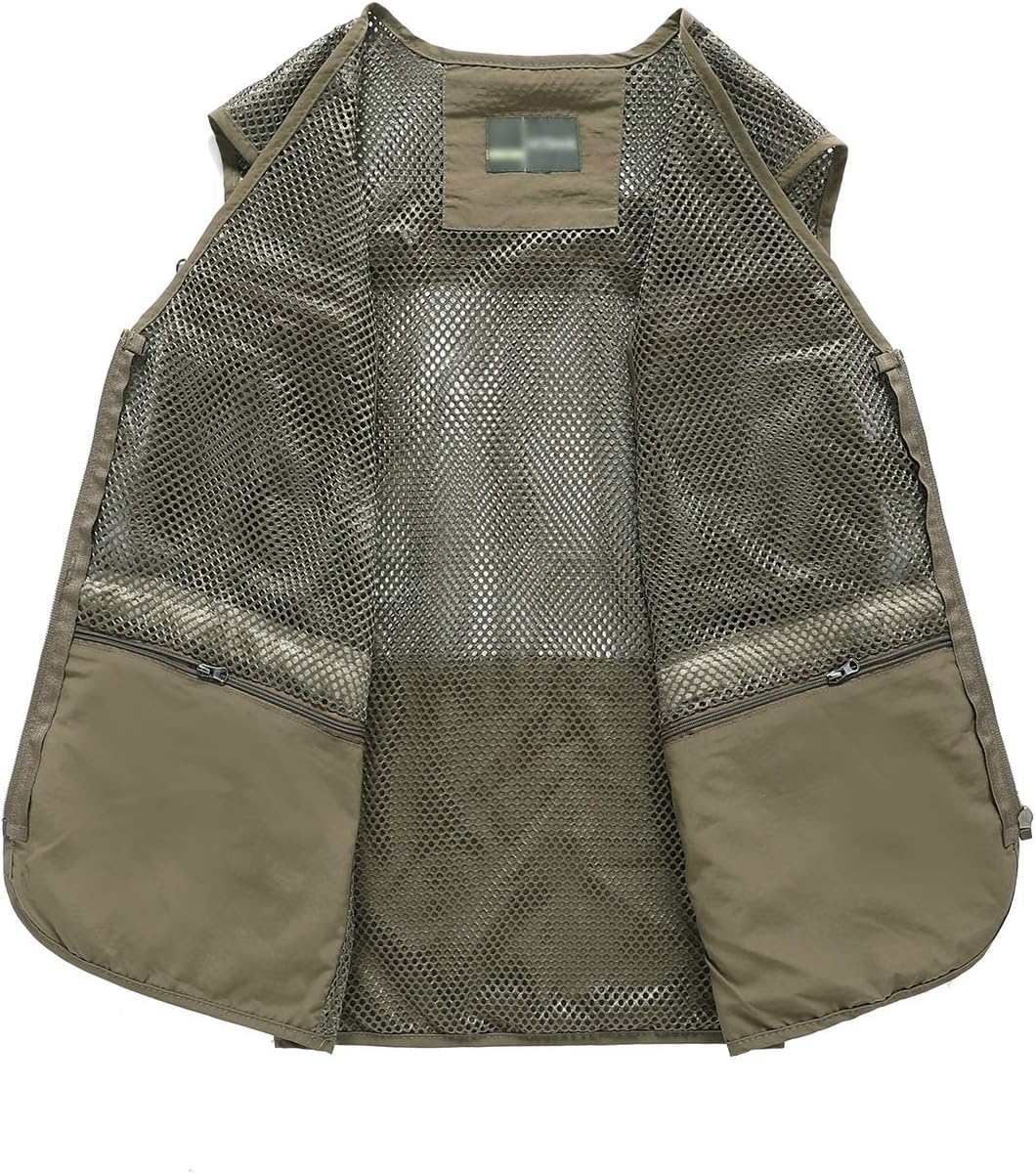 Hbufnha Outdoor Fishing Hunting Vest Multi Pockets Work Cargo Jacket