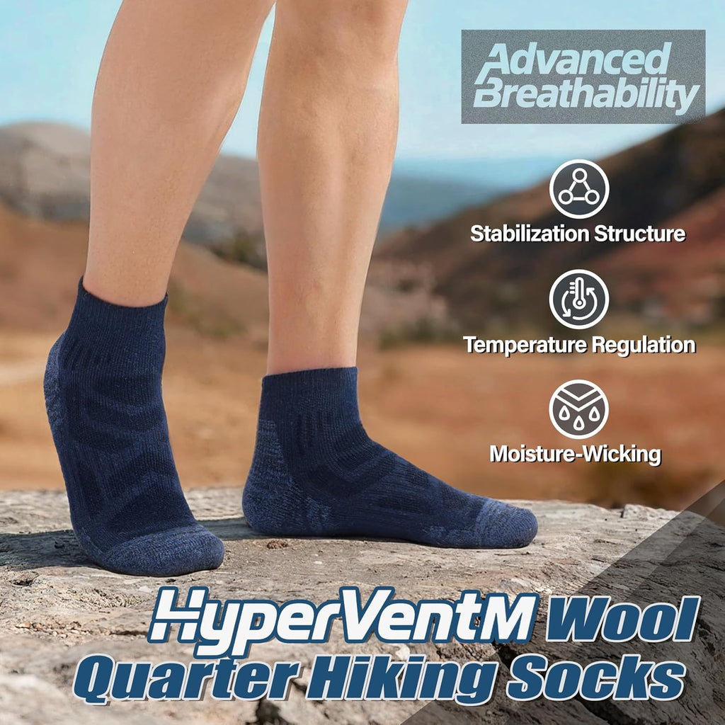 ANTSANG Merino Wool Quarter Ankle Hiking Running Socks for Women and Men