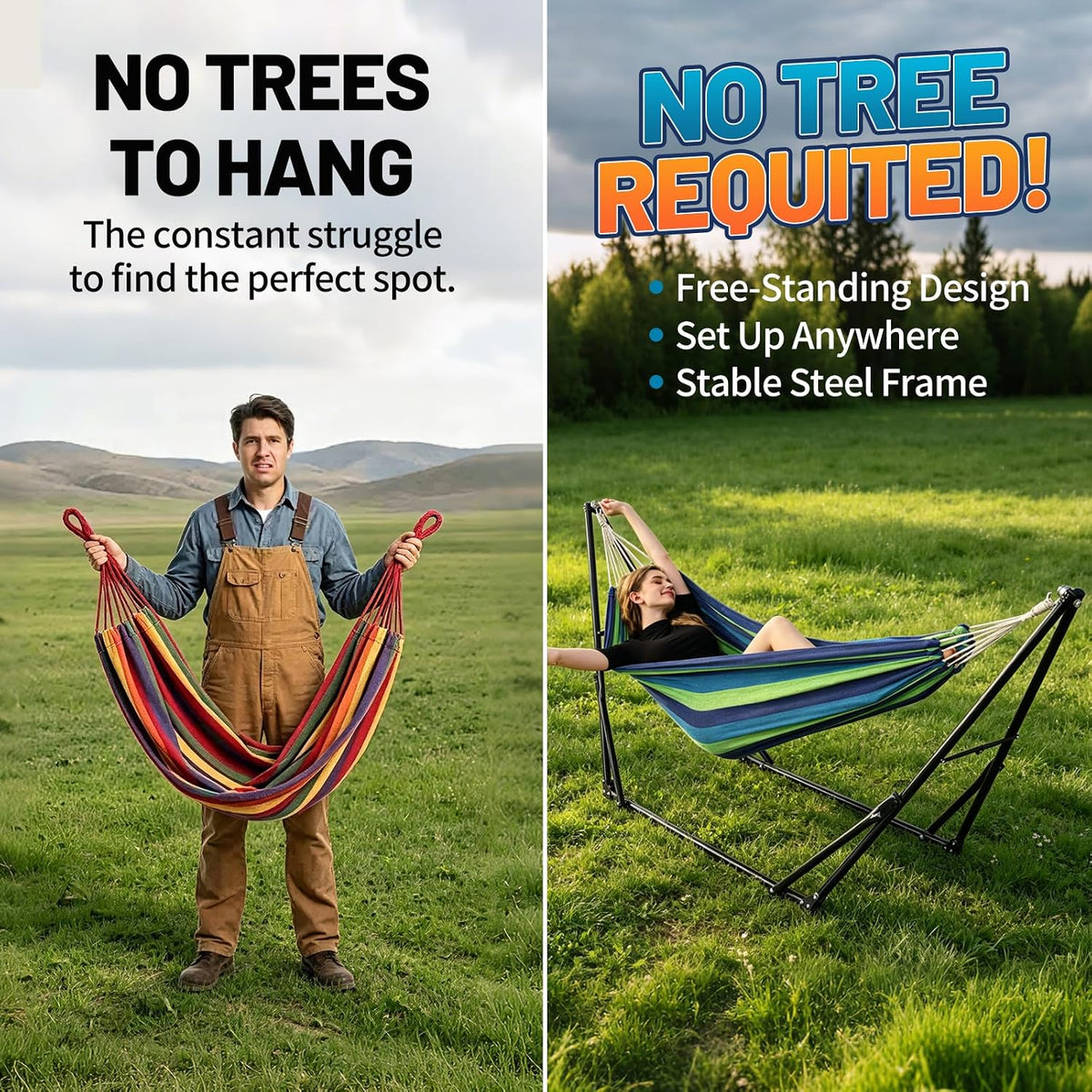 Portable Hammock with Stand for Outside or Inside,No Tree Required