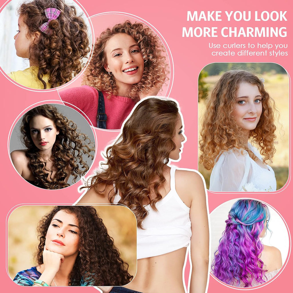 Tigeen 96 Pieces Flexible Curling Rods 9.45 Inch Soft Twist Foam Hair Curling Rollers No Heat Hair Rods Rollers with 2 Pieces Rat Tail Comb(Multi Size,Multi Color)
