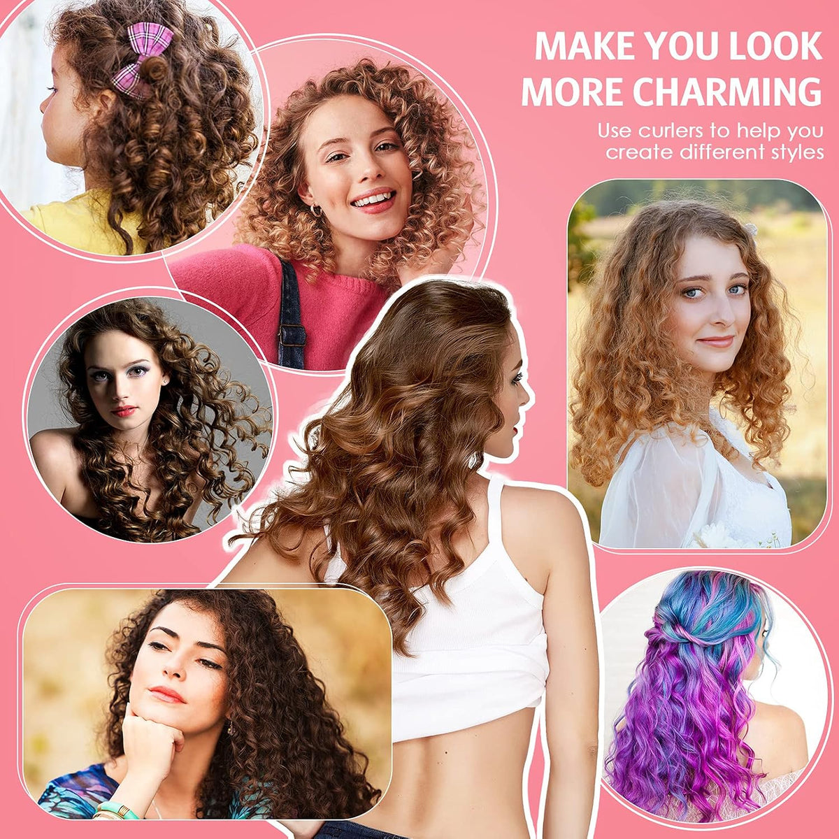 Tigeen 96 Pieces Flexible Curling Rods 9.45 Inch Soft Twist Foam Hair Curling Rollers No Heat Hair Rods Rollers with 2 Pieces Rat Tail Comb(Multi Size,Multi Color)