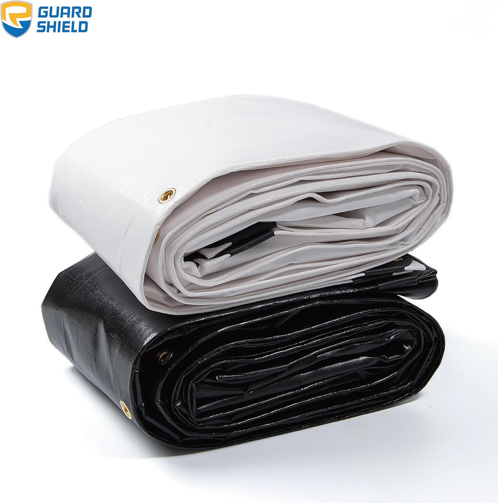 GUARD SHIELD Extreme Heavy Duty White Poly Tarp 12x16 Feet Cover Waterproof Tarps 20mil Thick UV and Tear Resistant Tarpaulin