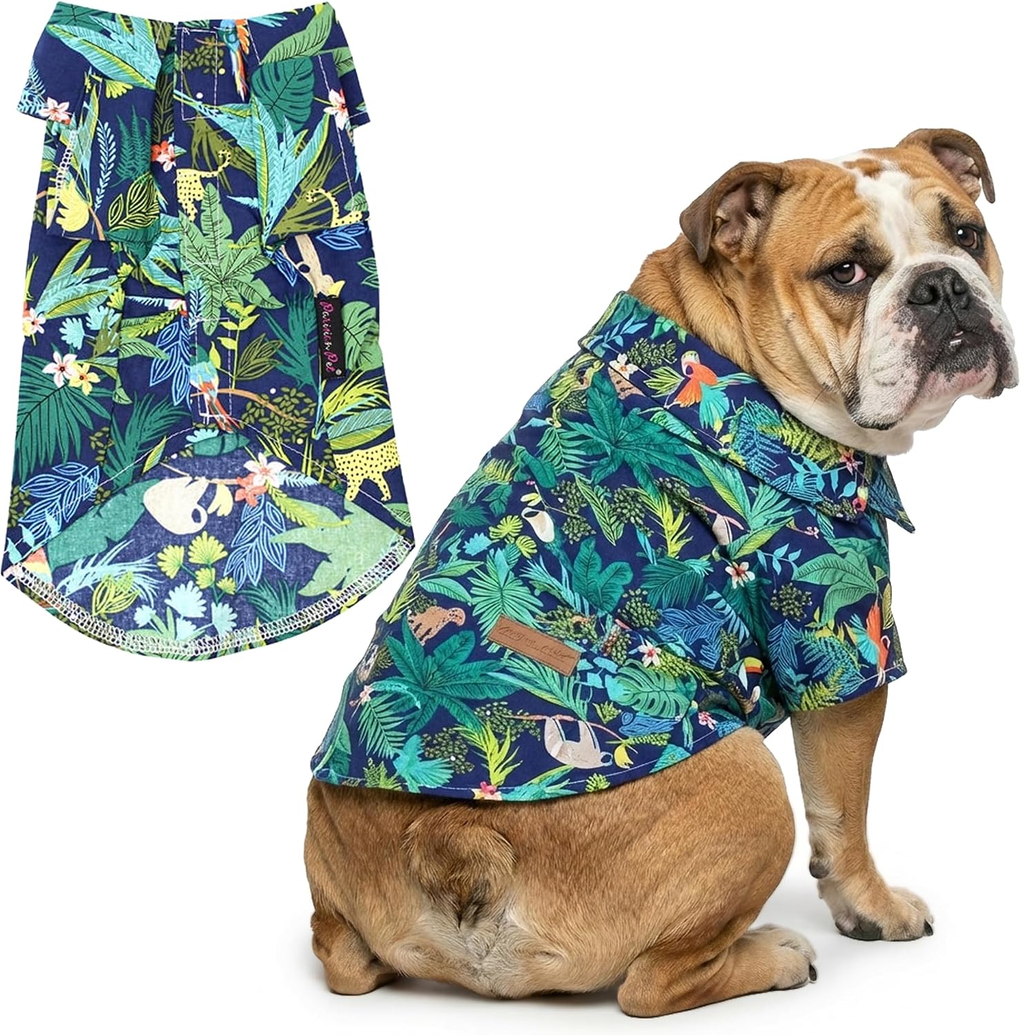 Parisian Pet Amazonia Dog Shirt - Cotton Clothes for Medium Dogs - Stylish Tropical Dog Outfit - Lightweight and Soft Puppy Clothes - Trendy Tshirts for Dogs - Comfortable Summer Pet Apparel