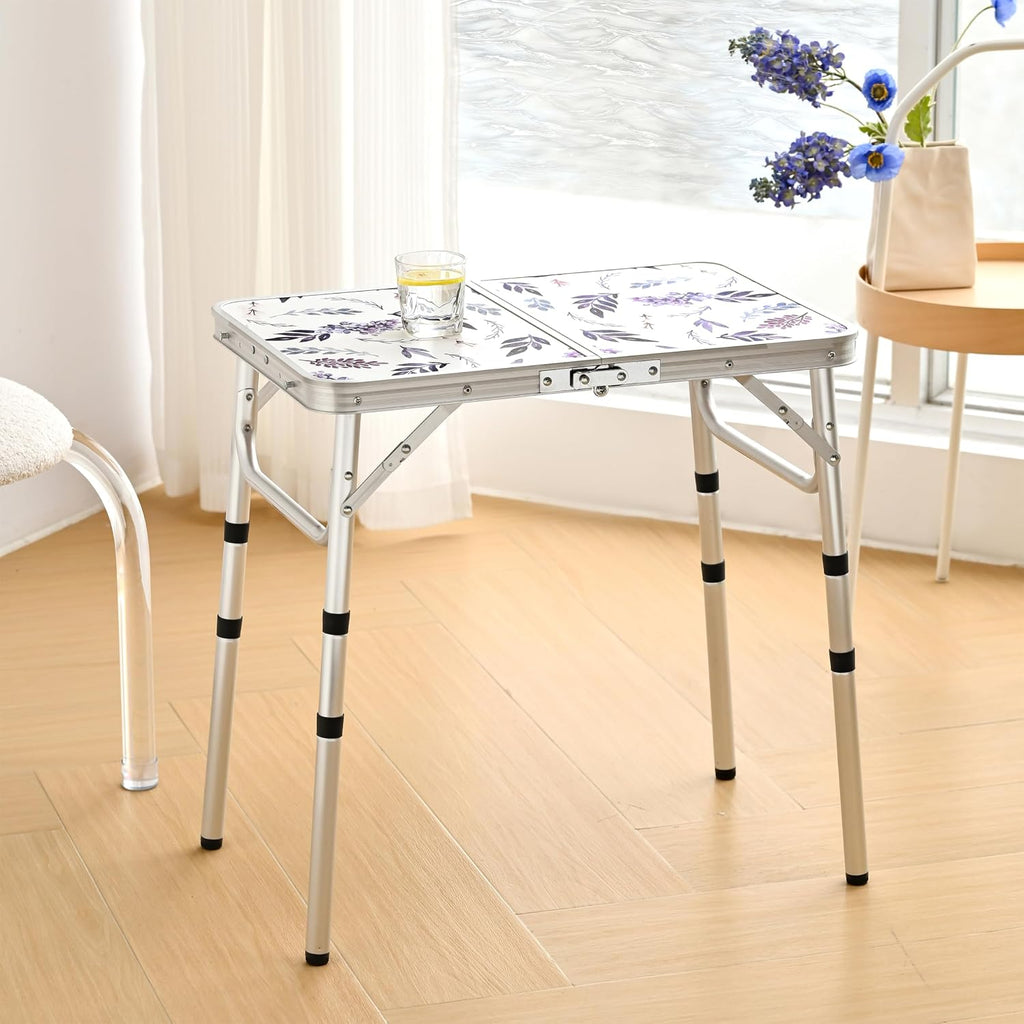 Yriuat Folding Camping Table 2ft Portable Picnic Table, Misty Lilac