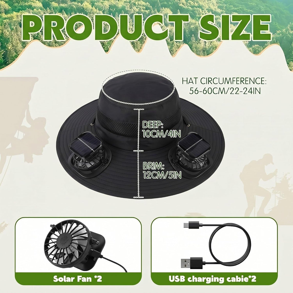 Syhood Solar Powered Fan Hat Neck Gaiter Arm Sleeves Sun Bucket Hat with Fan Cooling Wide Brim Hats for Fishing Hiking
