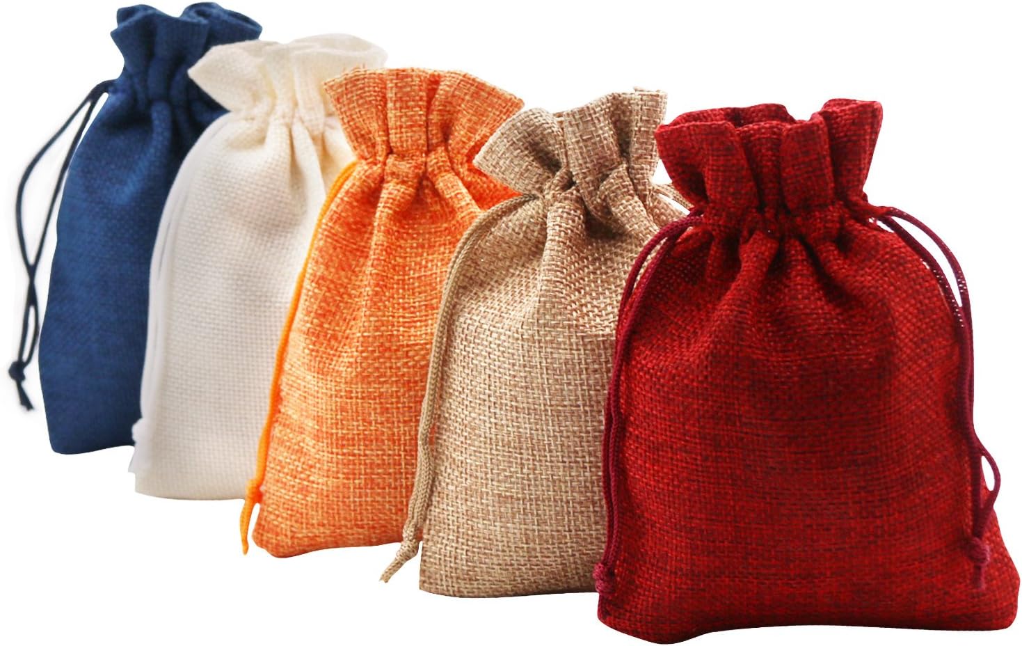 SumDirect Small Burlap Gift Bags 20 Pcs Mixed Color Jewelry Pouches with Drawstring Reusable Linen Gift Bags for Wedding, Party, Valentine, Christmas 3.7x5.5 inch