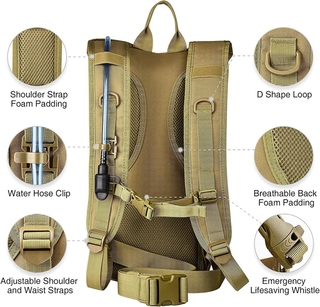NOOLA Hydration Backpack, Tactical Water Backpack with 3L TPU Water Bladder