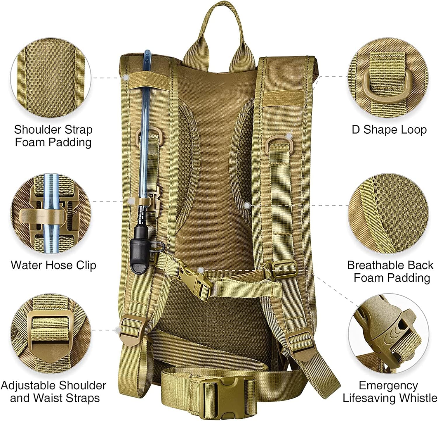 NOOLA Hydration Backpack, Tactical Water Backpack with 3L TPU Water Bladder