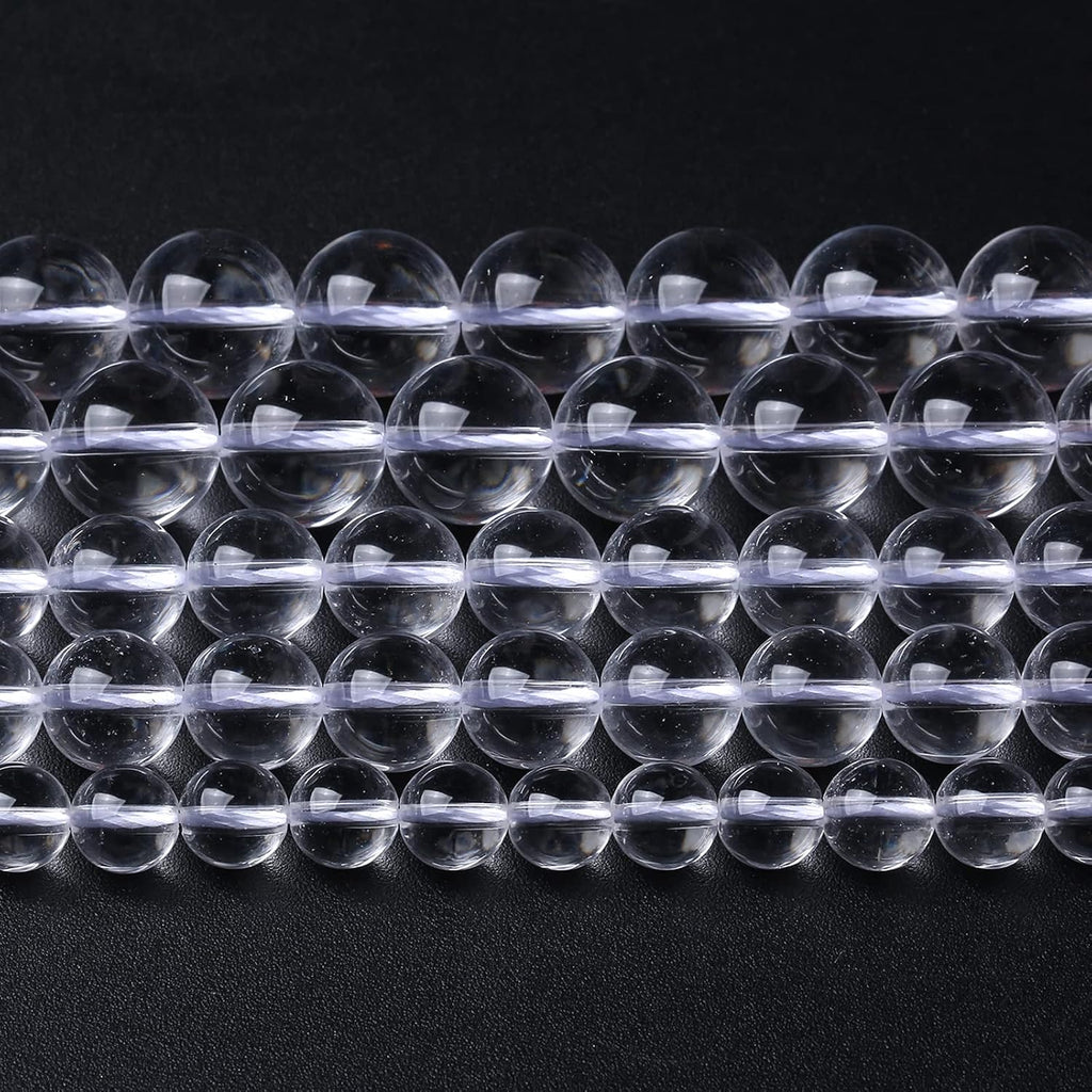 8MM 45PCS Natural Clear White Crystal Quartz Gemstone 3A Grade Round Loose Beads for Jewelry Making DIY Bracelet 1 Strand 15''