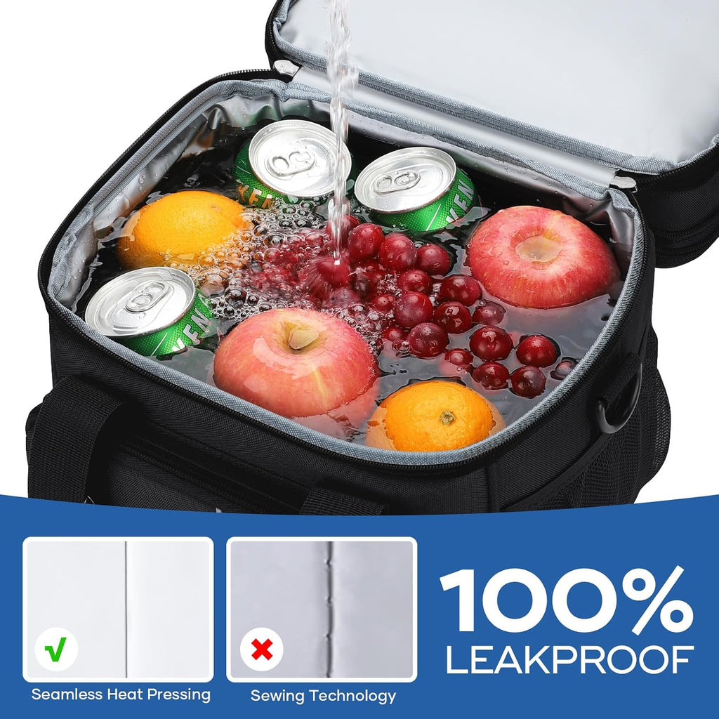 RealCool Insulated Lunch Bag, Portable Double Deck Lunch Box for Men Women