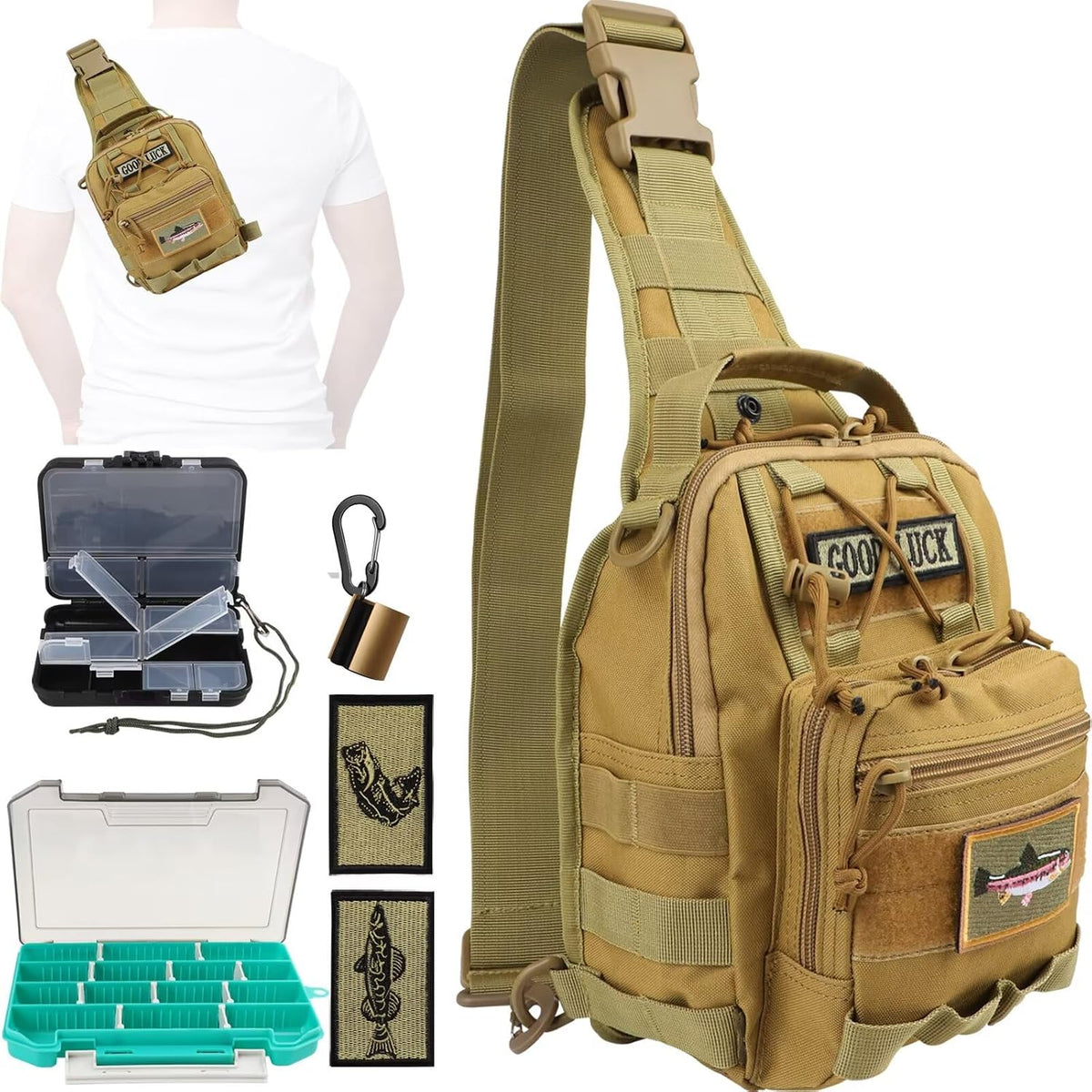 Dovesun Small Fishing Backpack Fly Fishing Sling Pack Backpack Tackle Boxes
