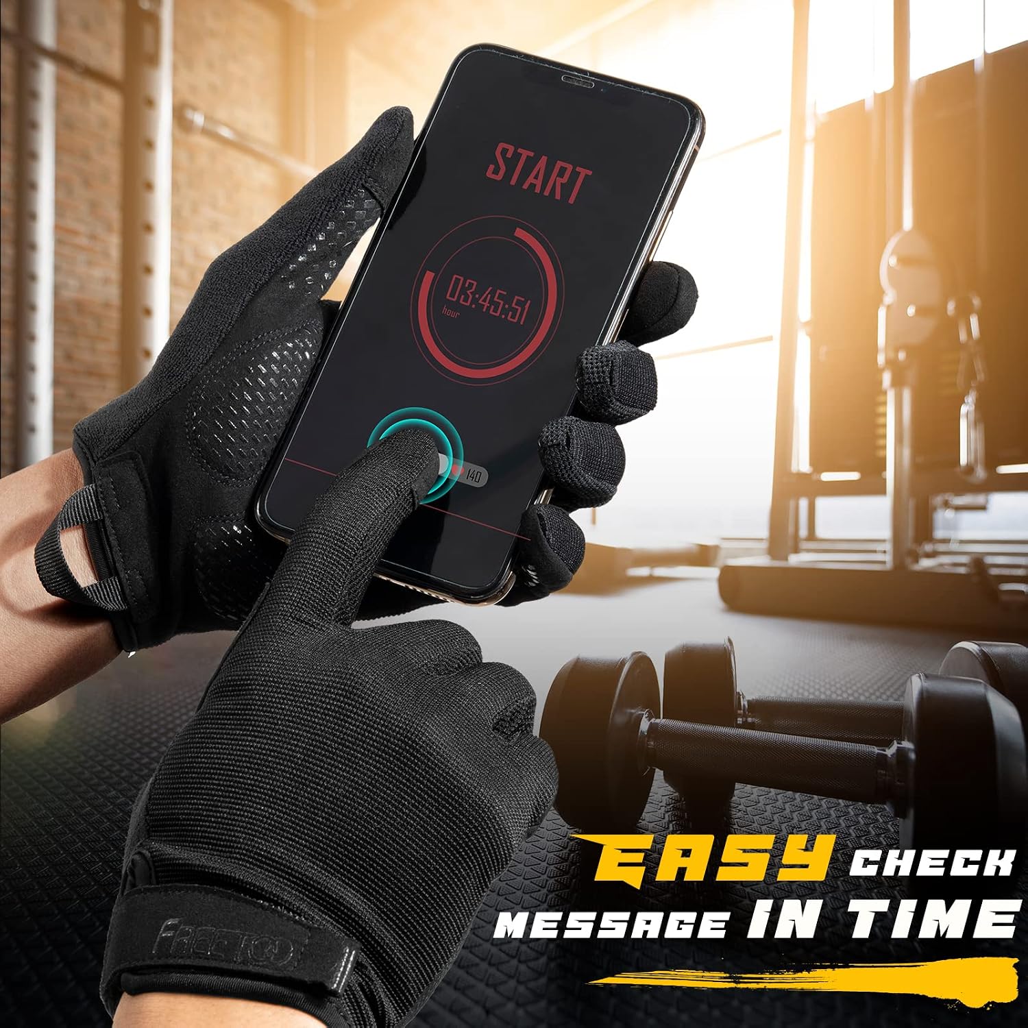 FREETOO Full-Finger Workout Gloves for Men, Padded Gym Gloves with Grip