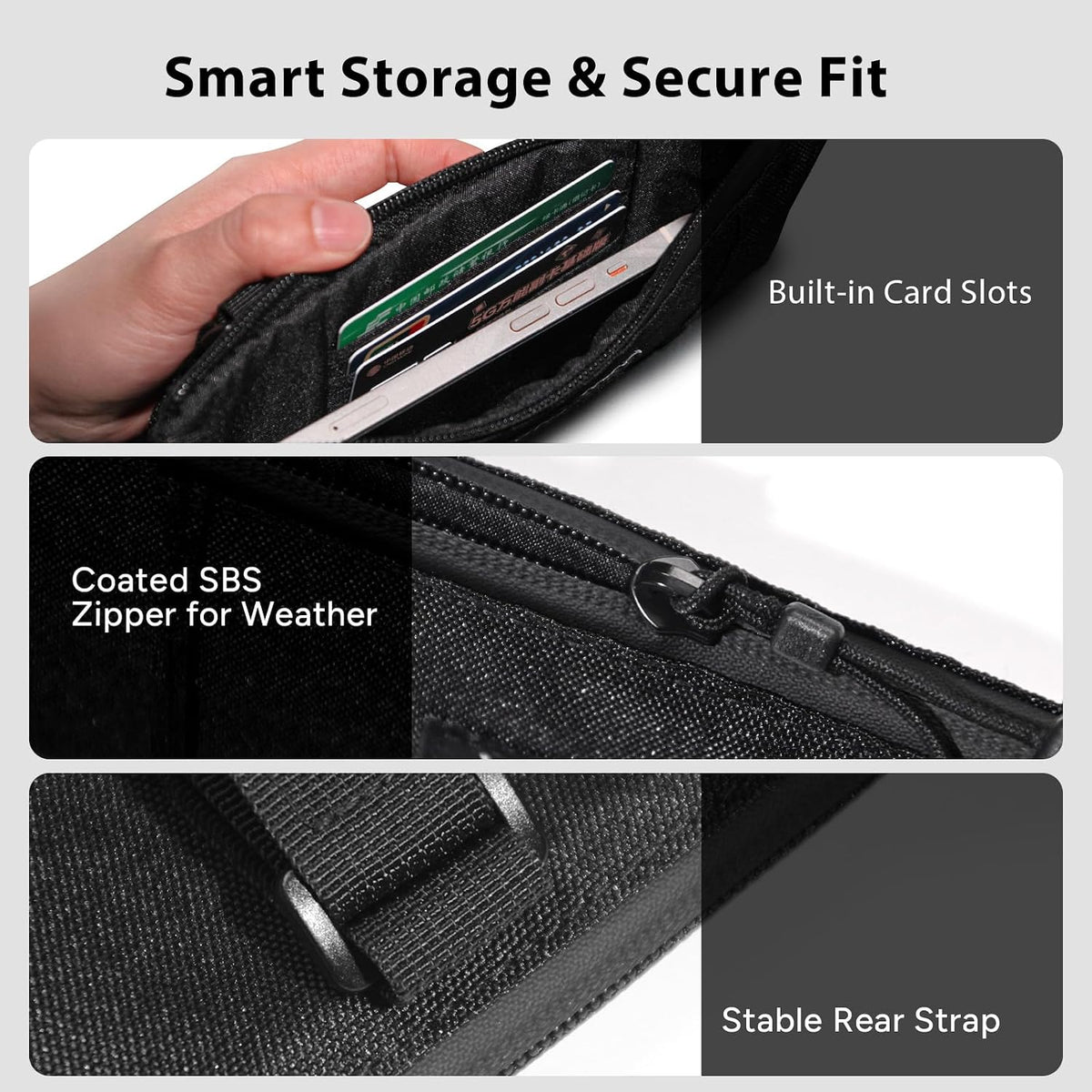 Bike Frame Bag – Water-Resistant Top Tube Bike Bag, Minimalist Bicycle Storage Pouch for Smartphone & Cards, Fits Road & Mountain Bikes