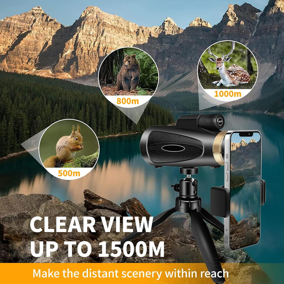 Monoculars for Adults High Powered 80x100 with Smartphone Adapter Tripod BAK4 Prism FMC Lens for Travel Bird Watching Wildlife Hiking Camping
