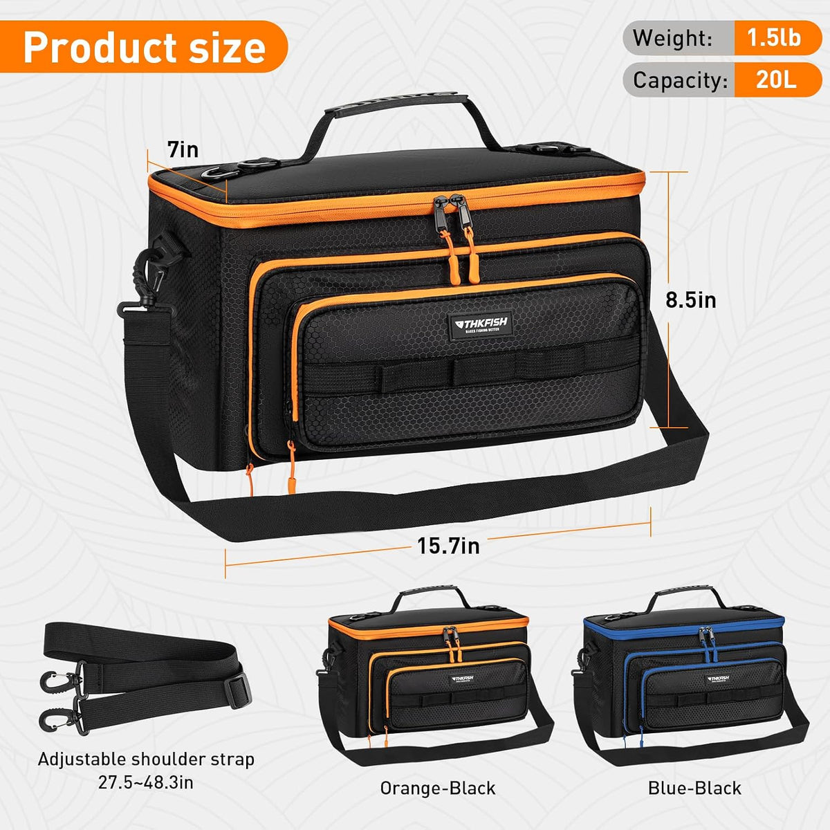 THKFISH Fishing Bag for Soft Plastic Bait Storage With 20PCS Bait Bags