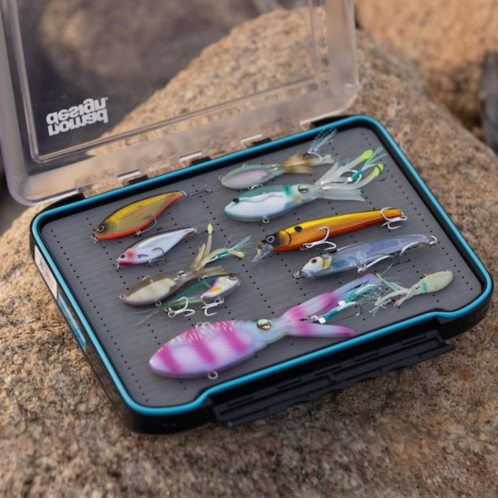 Nomad Design Vibe Storage Fishing Tackle Box – Double‑Sided, Waterproof, Foam‑Backed Fishing Lure Organizer for Vertrex & Swim Vibes – Large 11½″ × 8½″