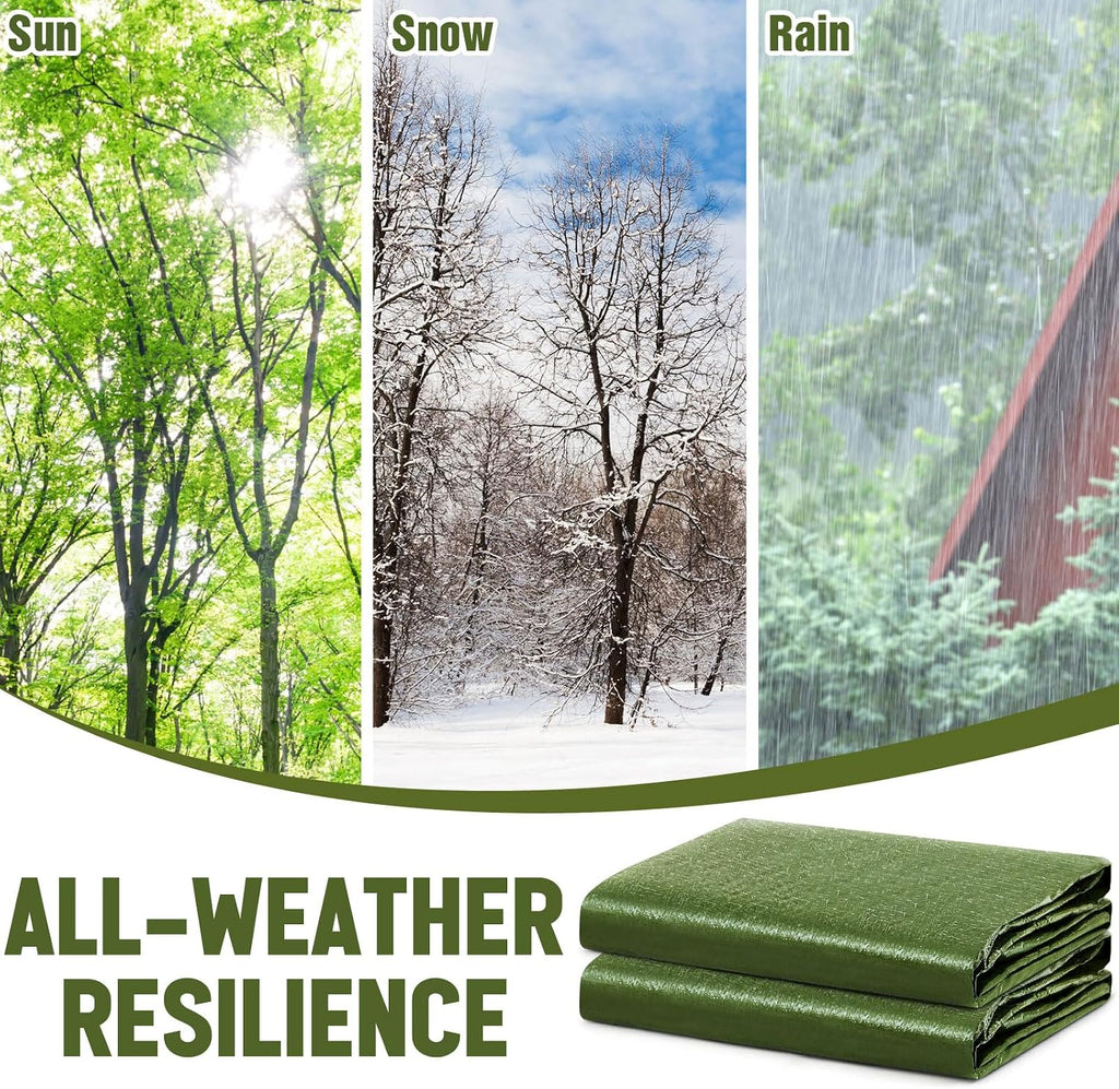 2 Pack 10 x 20 ft Army Green Tarps, 5.5 Mil Heavy Duty Waterproof Tarp