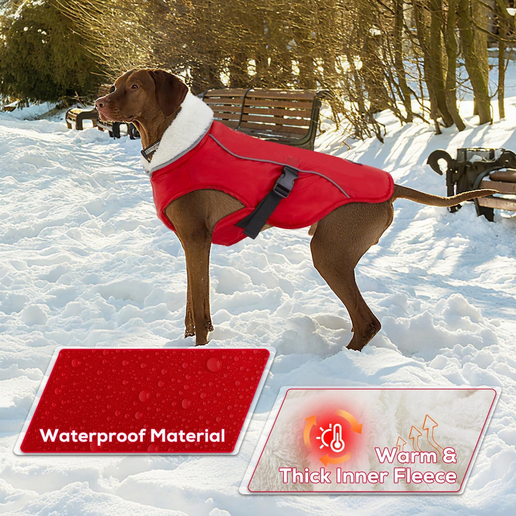 EMUST Dog Winter Coat, Waterproof Fleece Dog Jacket Winter for Small Dogs