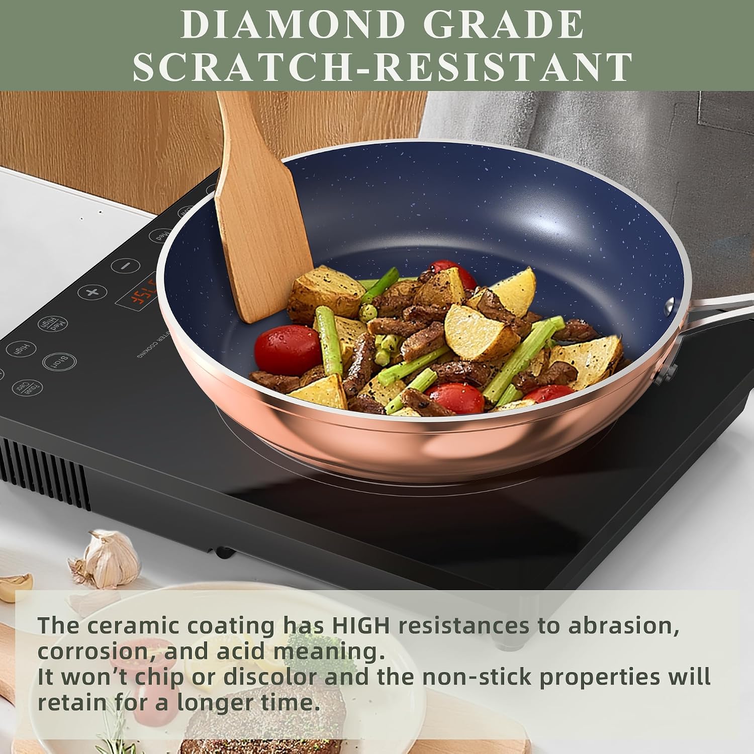 Nuwave Healthy Duralon Blue Ceramic Nonstick Cookware Set, PFAS Free