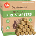 Dextreme Fire Starter (120 PCS) Natural Fire Starters for Campfire, Charcoal Starter, Fireplace, Wood Stove, BBQ, Chimney, Fire Pit, and Grill | All Weather, Odorless, Non-Toxic, w/10 Min Burning Time