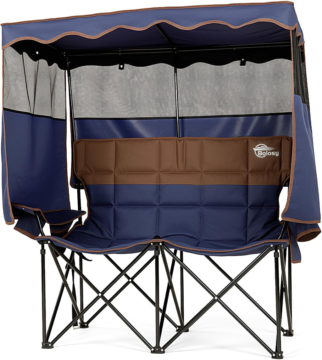 Bolosy Double Camping Chair with Canopy Outdoor Loveseat with Shade