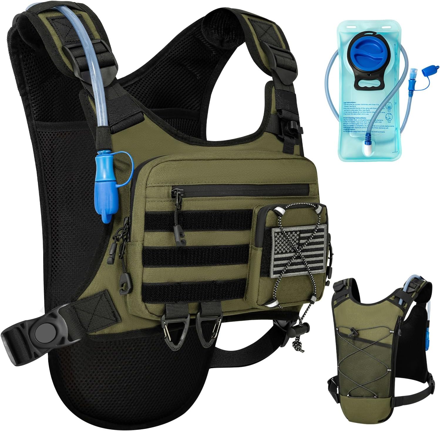 Hydration Vest with 2L Water Bladder for Men and Women,Lightweight Adjustable Hydration Backpack,Hiking Backpack with Water Bladder for Climbing Cycling Hiking