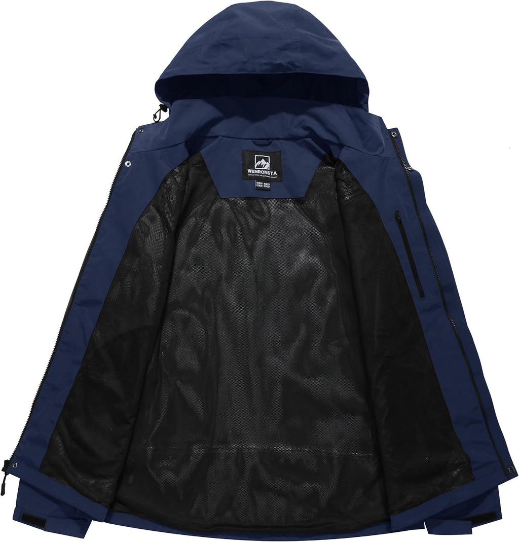 WENRONSTA Men's Lightweight Rain Jacket Waterproof Windbreaker Hooded Raincoat Shell Jacket Outdoor Hiking Fishing Travel