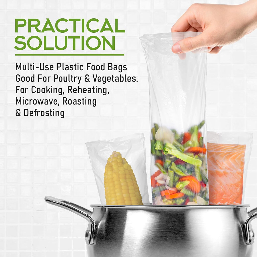 Disposable Heat Resistant Cooking Bags – Multi-Use BPA-Free Plastic Food Bags Good For Poultry & Vegetables. For Cooking, Reheating, Microwave, Roasting, & Defrosting,– 50 Pack
