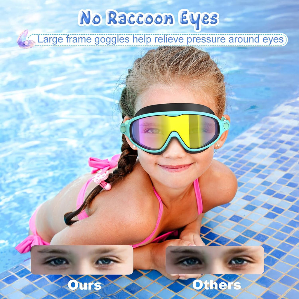 VegoVia 2 Pack Kids Swim Goggles Anti-Fog Wide View