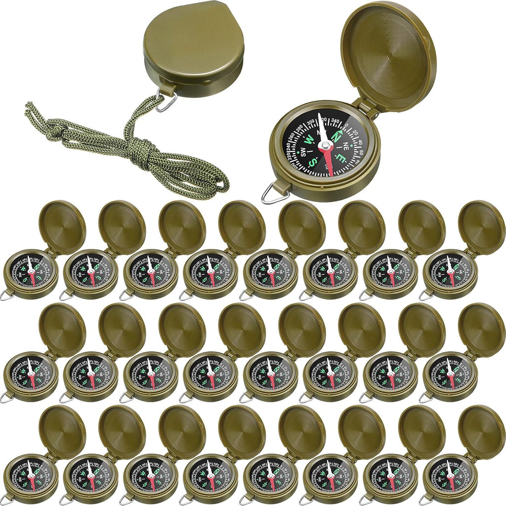 JaGely 24 Pcs Compass Bulk Gift Small Mini Pocket Compass with Hanging Rope for Military Camping Survival Outdoor Hiking Hunting Climbing