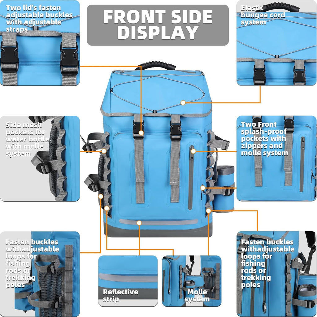 MORXPLOR Waterproof Backpack,Heavy Duty Hiking Backpack,35L/55L Roll Top Closure with Lid,Cushioned Floating Dry Bag Waterproof