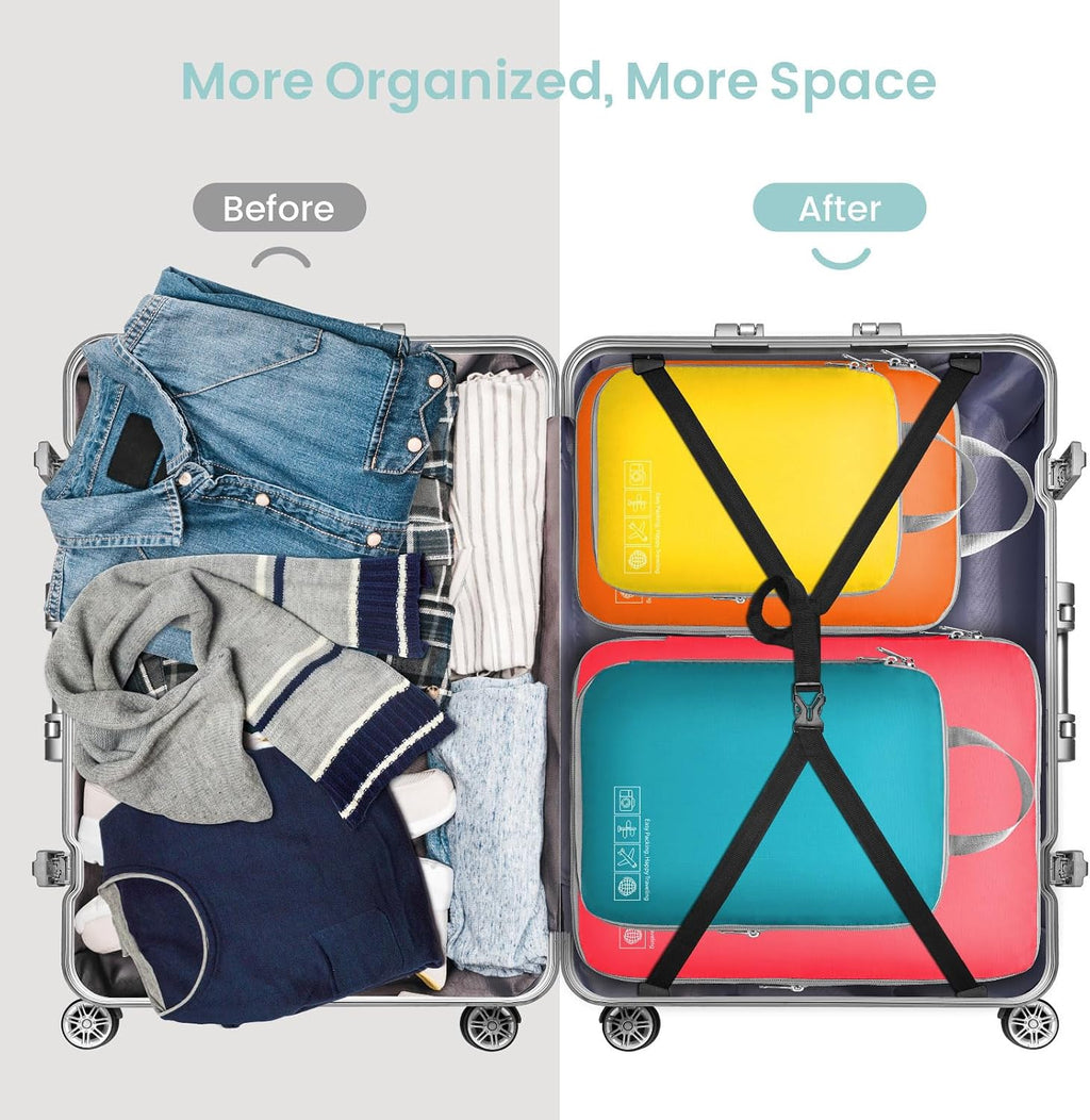 Cambond Compression Packing Cubes for Travel - 4 Set Organizer, Multi-color