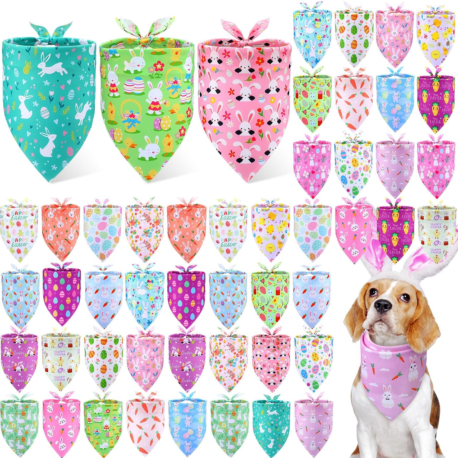 Preboun 50 Pcs Fall Paw Print Dog Bandanas Bulk Autumn Bandanas for Dogs Triangle Kerchief Bibs Scarf Set for Pet Fall Harvest Party Costume Photo Props Accessories, 25 Styles (25.6 x 17.7 x 17.7)