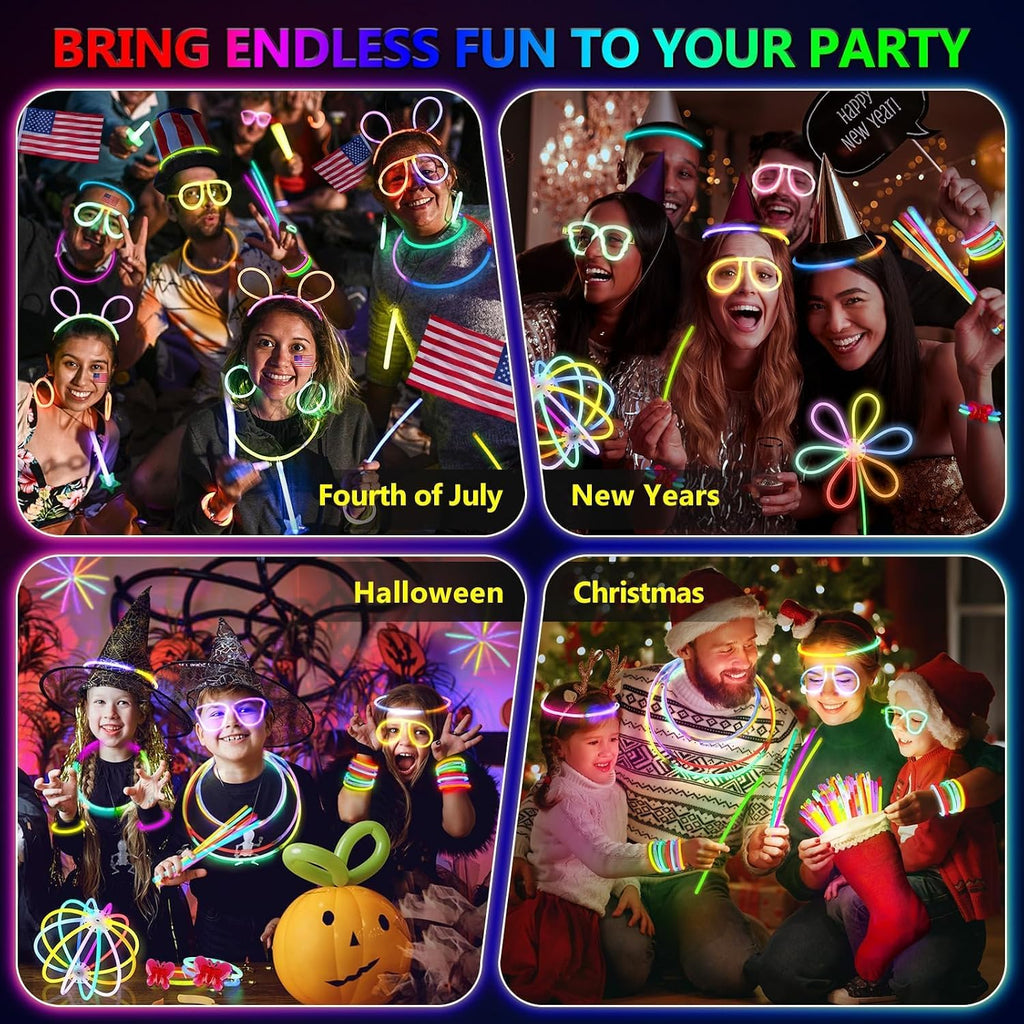 BUDI 467Pcs Glow Sticks Party Favors for Kid Adult Halloween Toys Bulk Pack