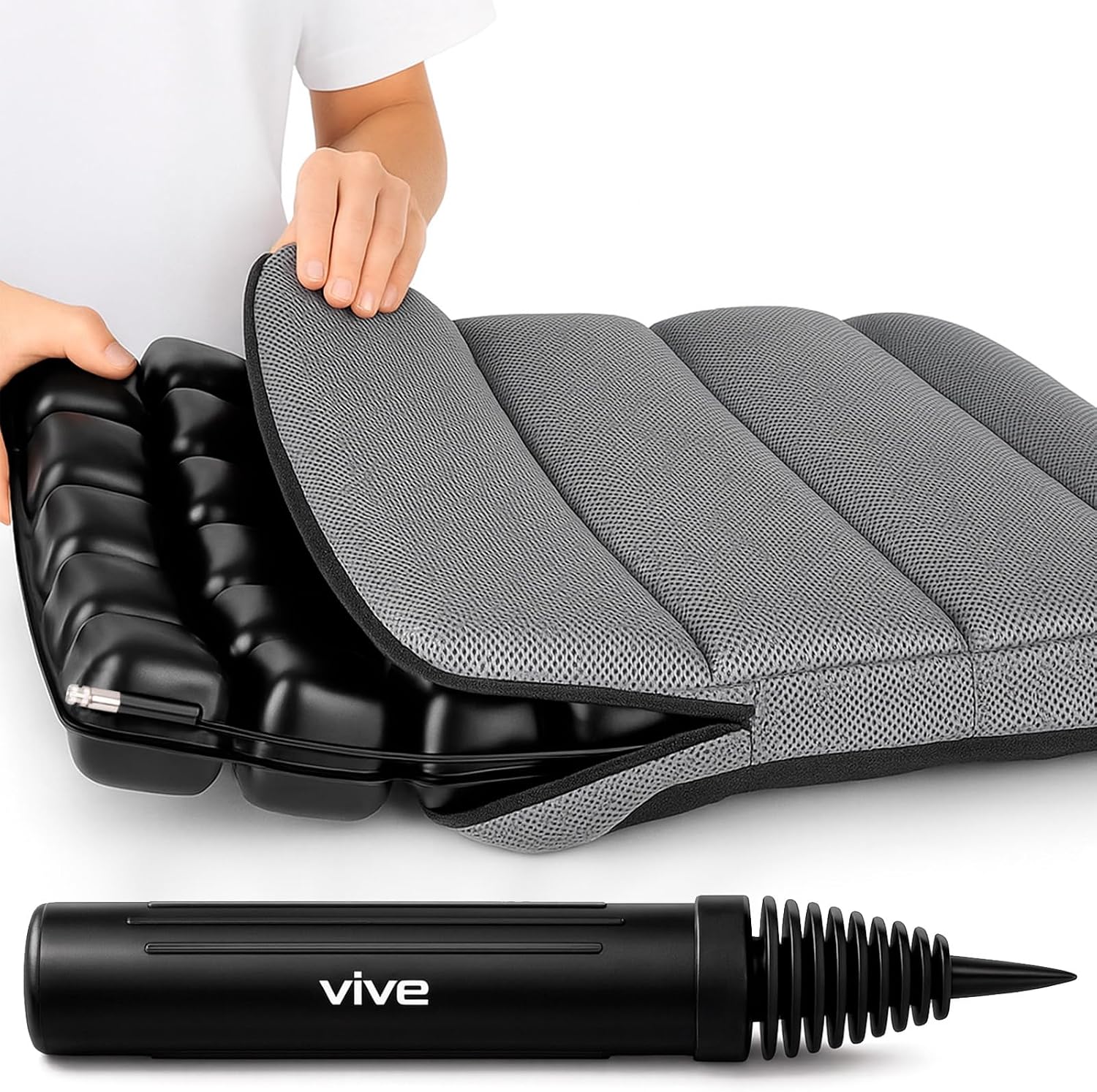 Vive Inflatable Wheelchair Air Seat Cushion - Adjustable Air Pressure