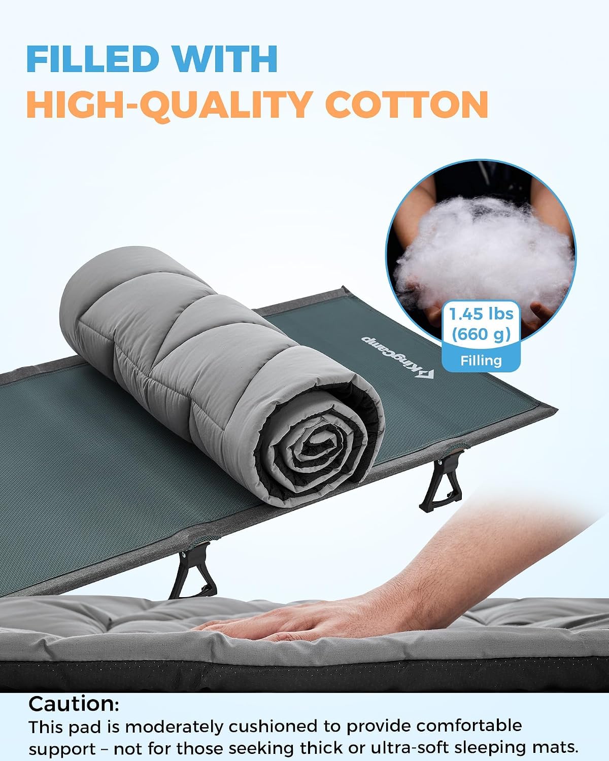 KingCamp Cot Mattress, Soft Non Slip Cot Pad for Camp Cot