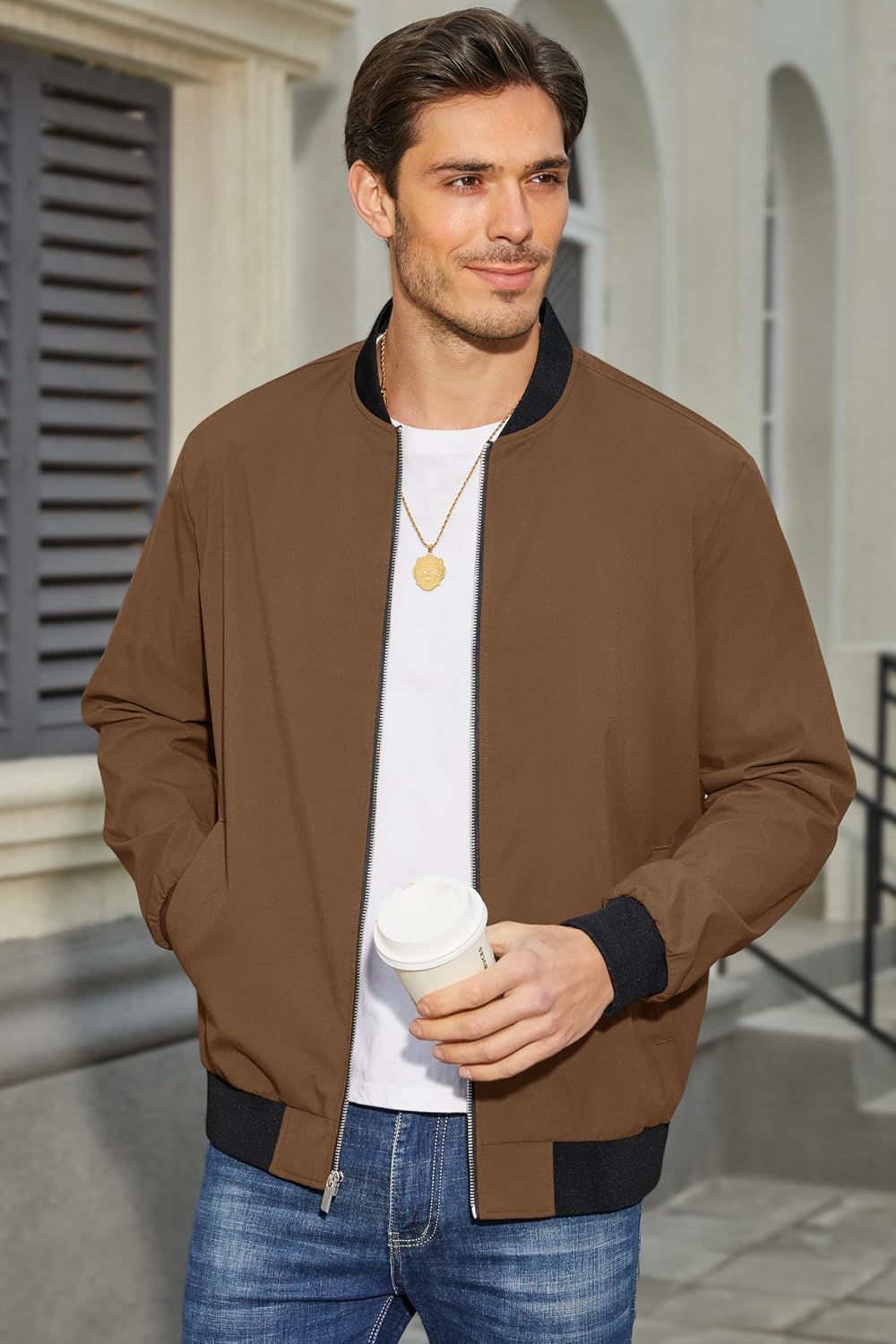 MAGCOMSEN Men's Bomber Jacket Lightweight Full Zip Windbreaker Jackets
