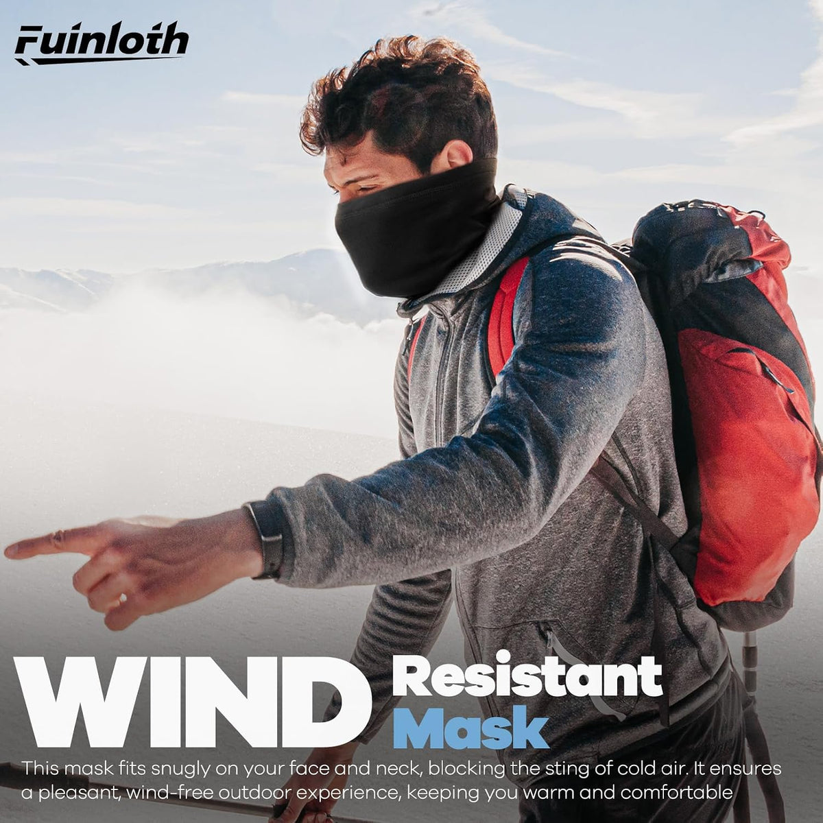 Fuinloth 2 Pack Winter Neck Gaiter, Fleece Warmer Scarf Cold Weather Mask