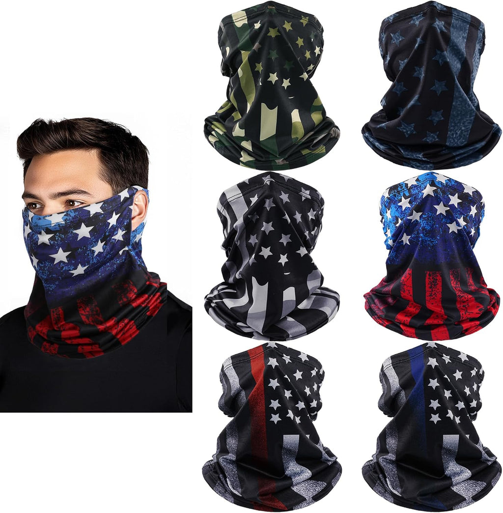HONGTEYA 6 Pack Summer Neck Gaiter, UV Protection Cooling Face Mask Breathable Bandana Head Scarf Face Cover for Men Women