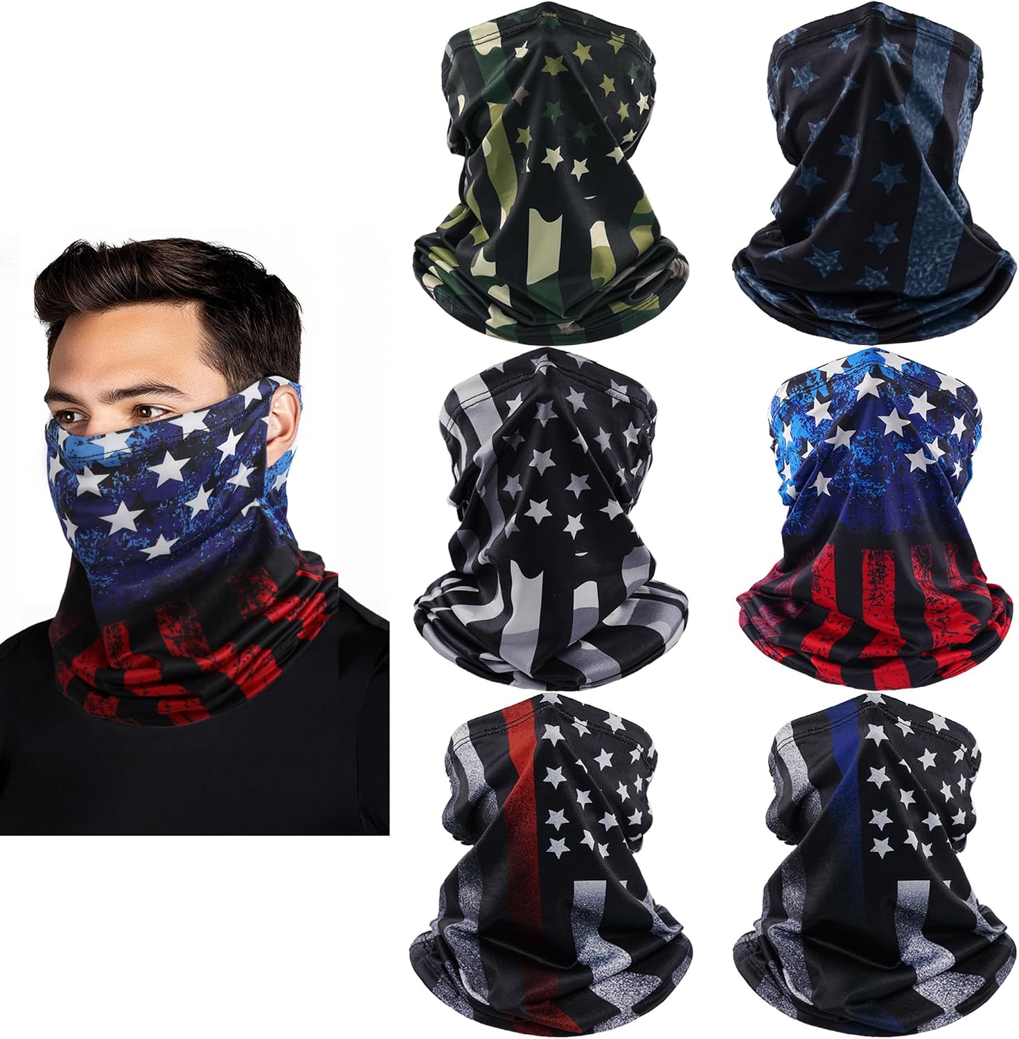 HONGTEYA 6 Pack Summer Neck Gaiter, UV Protection Cooling Face Mask Breathable Bandana Head Scarf Face Cover for Men Women