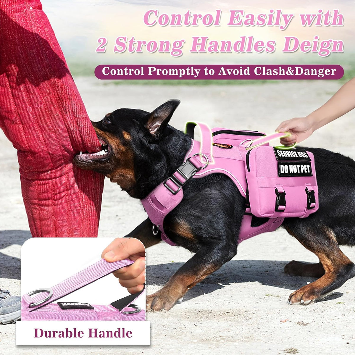 Service Dog Vest with Removable Backpack for Large Dogs Pink XL