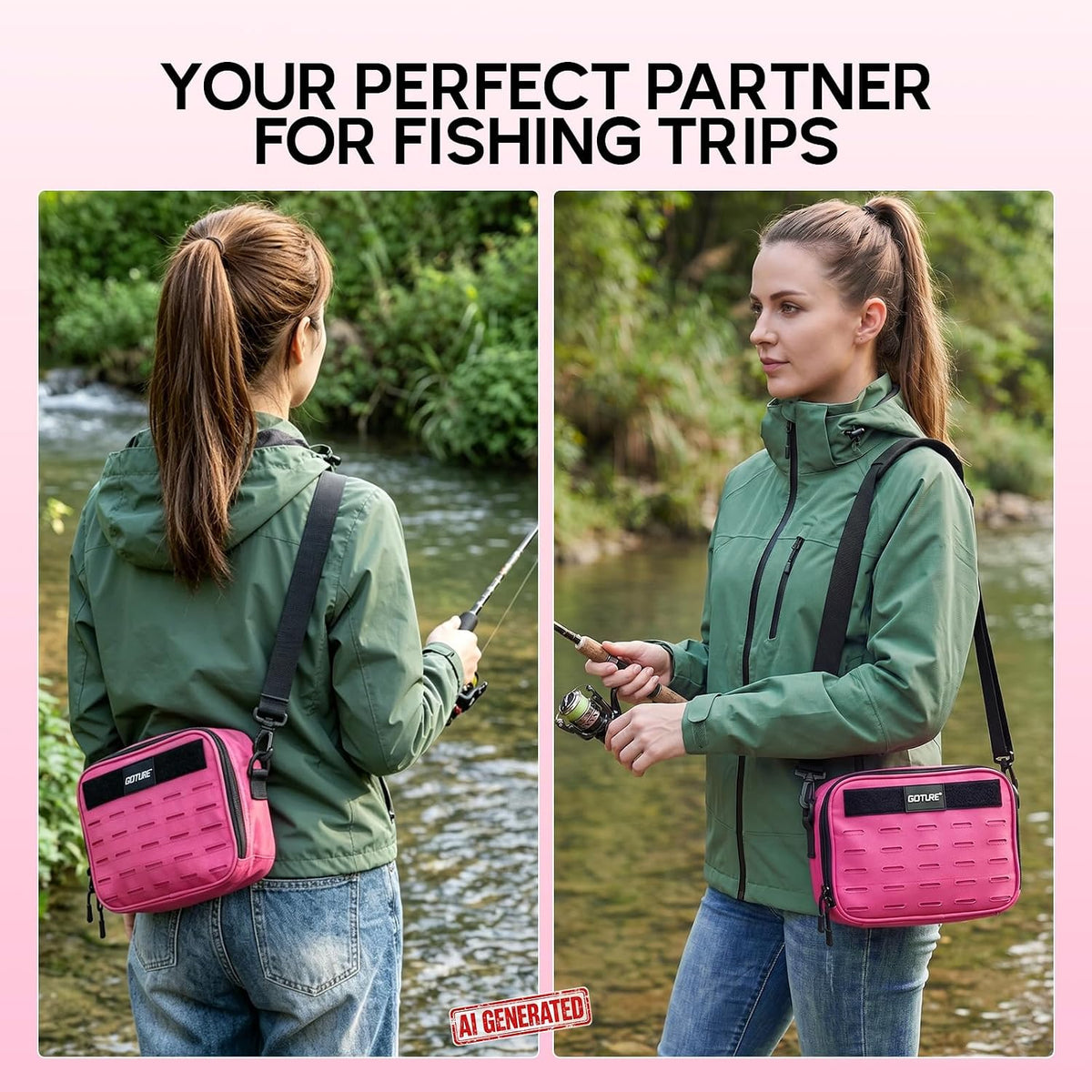 Goture Fishing Tackle Bag, Bait Binder with Detachable PVC Clear Sleeves