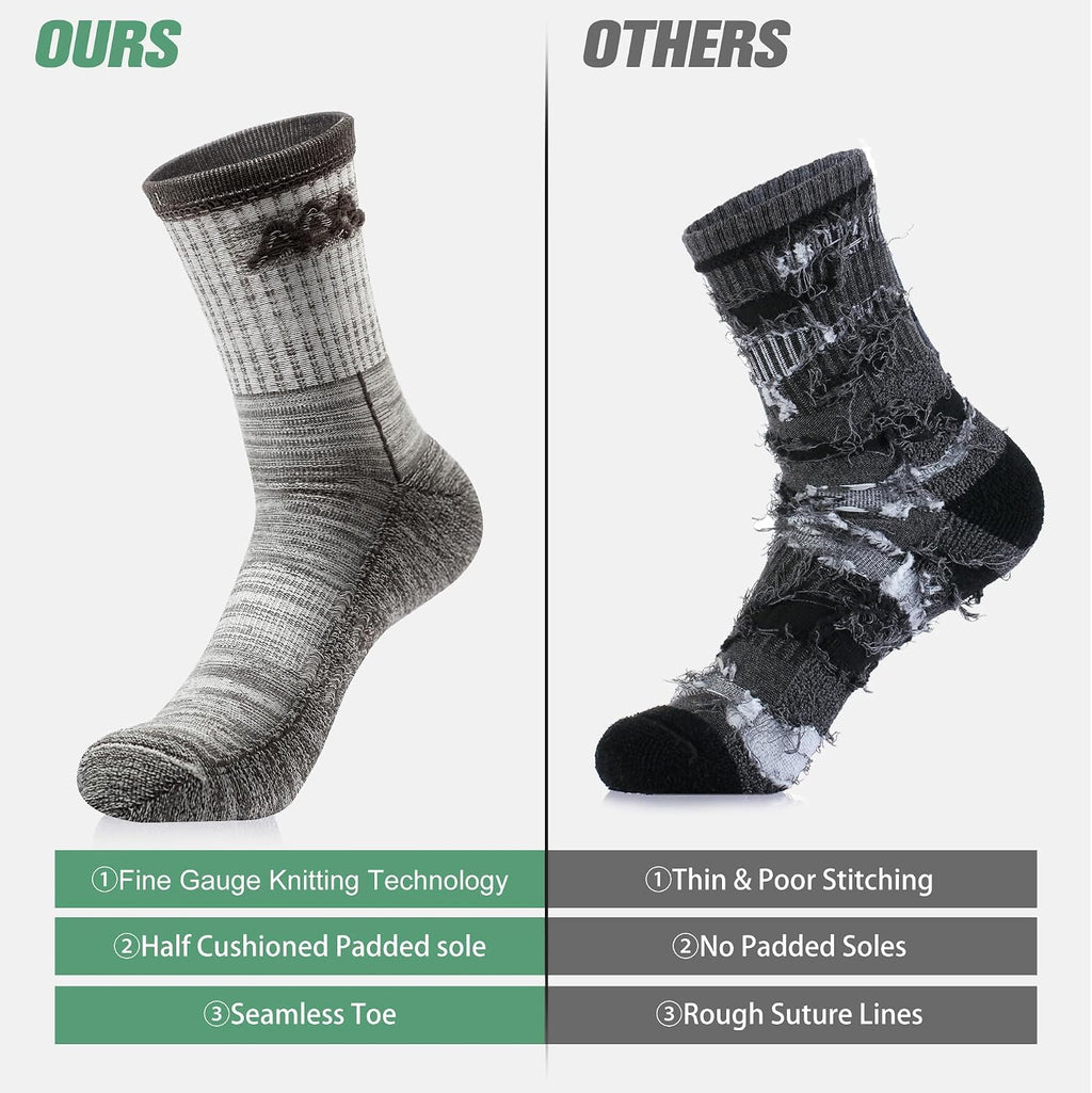 innotree Men's Merino Wool Hiking Socks 3 Pairs
