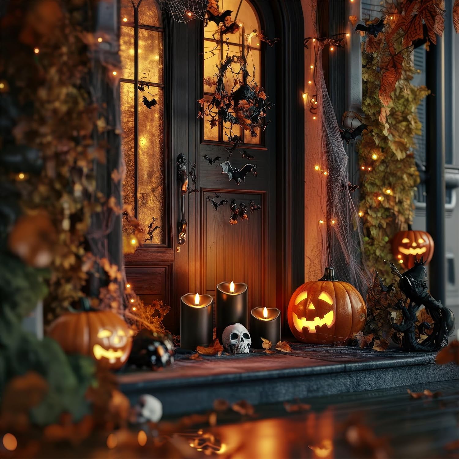 Homemory Black Flameless Candles Outdoor Waterproof, LED Halloween Candles