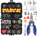 263pcs Fishing Accessories Set with Tackle Box Including Plier Jig Hooks Sinker Weight Swivels Snaps Sinker Slides