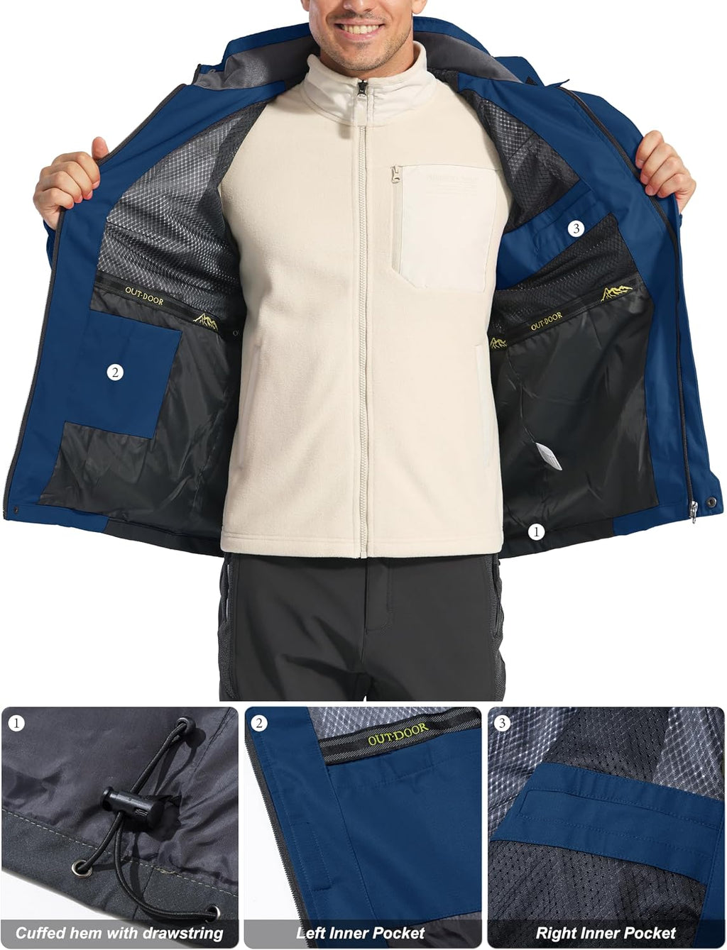 MAGCOMSEN Men's Rain Jacket Lightweight Windbreaker Fishing Raincoat